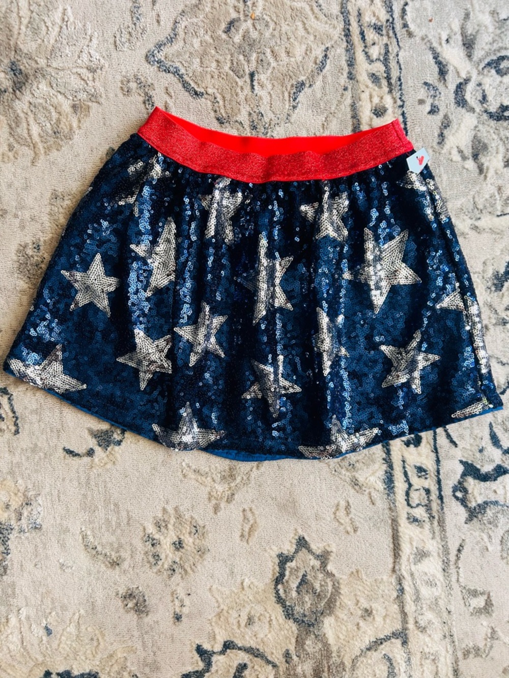 Cat & Jack Navy Sequin Skirt with Red Waistband